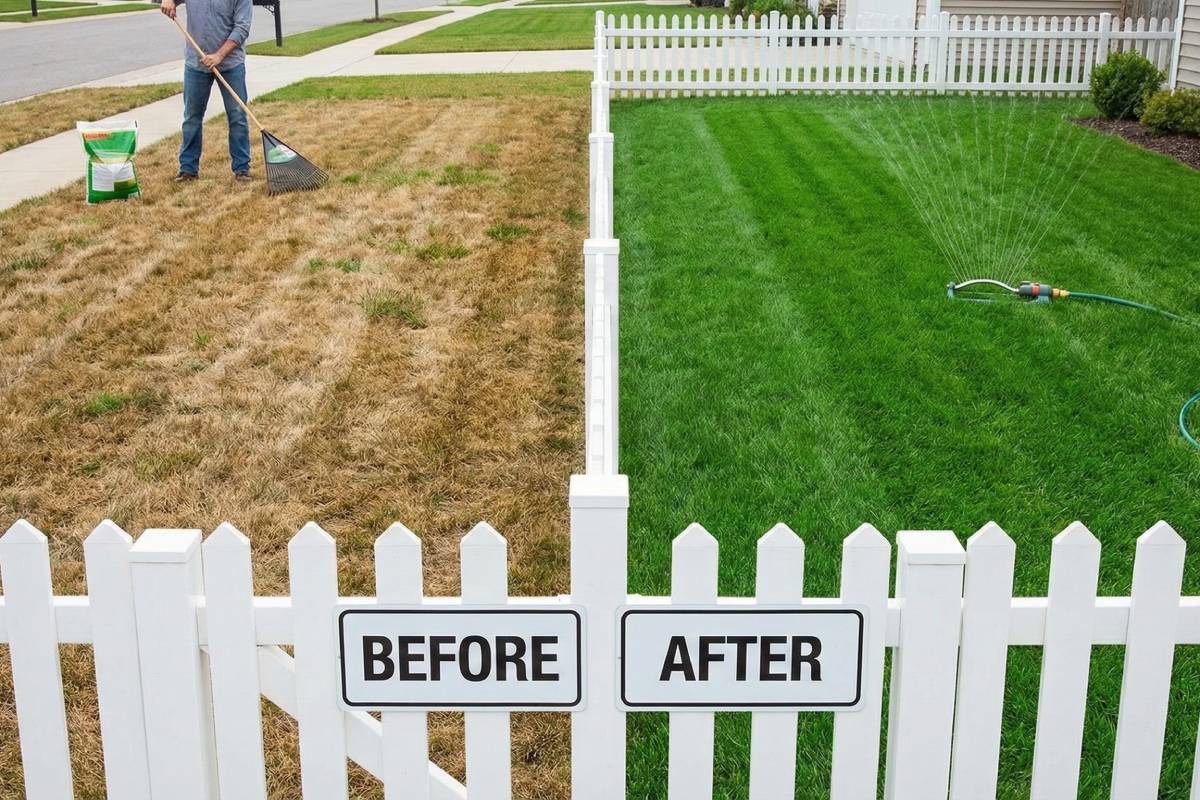 dead grass and green grass