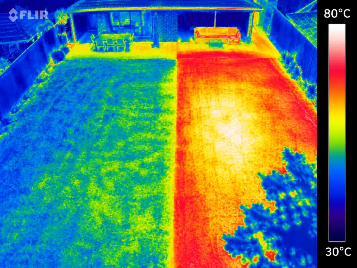 Thermal imaging comparison of synthetic turf and natural grass surface temperatures